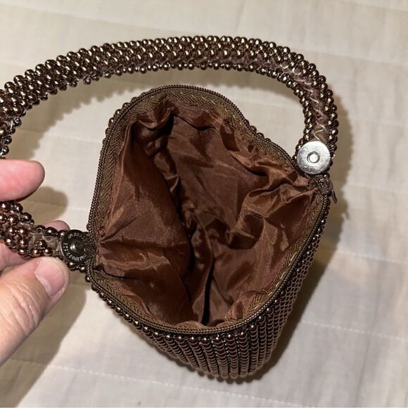 Shiny Brown Beaded Mini Hobo Bag - Picture 5 of 8